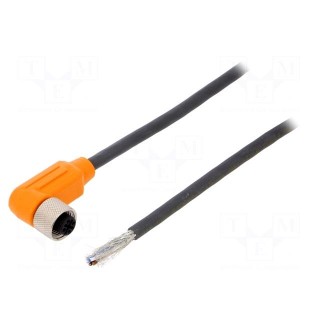 Connection lead | M12 | PIN: 4 | angled | 5m | plug | 240VAC | 4A | -25÷80°C