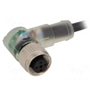 Connection lead | M12 | PIN: 4 | angled | 5m | plug | 24VAC | 4A | -25÷80°C