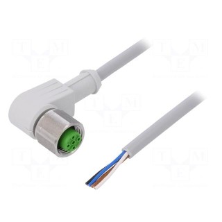 Connection lead | M12 | PIN: 4 | angled | 5m | plug | 250VAC | -25÷80°C