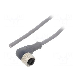 Connection lead | M12 | PIN: 4 | angled | 5m | plug | 250VAC | 2.5A | PVC