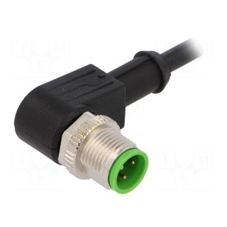Connection lead | M12 | PIN: 4 | angled | 5m | plug | 250VAC | 4A | -20÷85°C