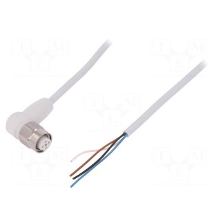 Connection lead | M12 | PIN: 4 | angled | 5m | plug | 250VAC | 4A | -25÷105°C
