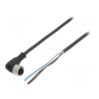 Connection lead | M12 | PIN: 4 | angled | 5m | plug | 250VAC | 4A | -25÷70°C