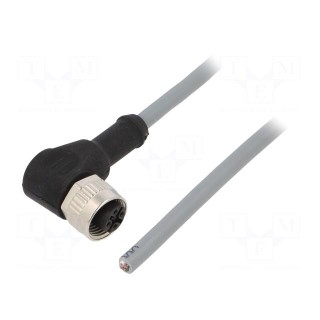Connection lead | M12 | PIN: 4 | angled | 5m | plug | 250VAC | 4A | -25÷90°C