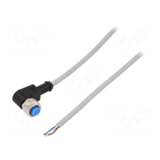 Connection lead | M12 | PIN: 4 | angled | 5m | plug | 250VAC | 4A | -30÷80°C