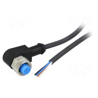 Connection lead | M12 | PIN: 4 | angled | 5m | plug | 250VAC | 4A | -40÷80°C