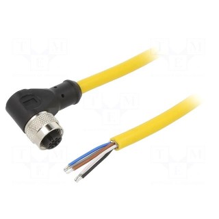 Connection lead | M12 | PIN: 4 | angled | 5m | plug | 250VAC | 4A | PVC | IP68