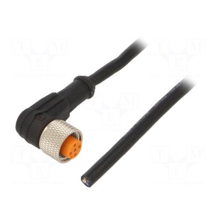 Connection lead | M12 | PIN: 4 | angled | 5m | plug | 4A | -25÷80°C | IP67