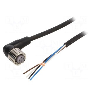 Connection lead | M12 | PIN: 4 | angled | Len: 5m | plug | 4A | -10÷80°C | PUR