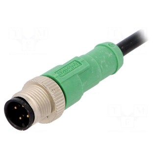 Connection lead | M12 | PIN: 4 | straight | 1.5m | plug | 250VAC | 4A | PVC