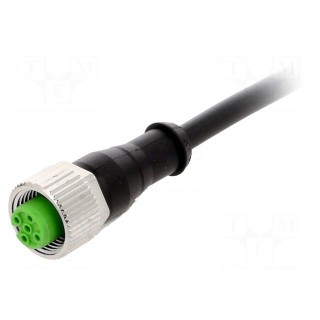 Connection lead | M12 | PIN: 4 | straight | 10m | plug | 30VAC | 4A | IP67