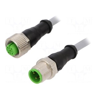 Connection lead | M12 | PIN: 4 | straight | 2m | plug | 30VAC | 4A | IP67