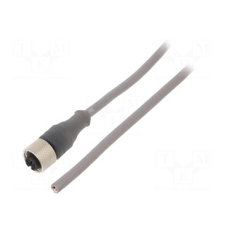 Connection lead | M12 | PIN: 4 | straight | 3m | plug | 250VAC | 2.5A | PVC