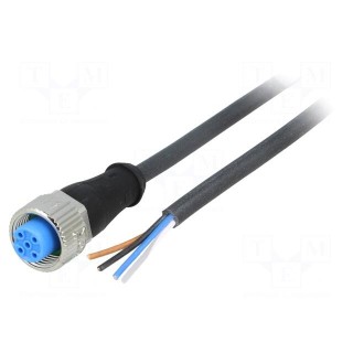 Connection lead | M12 | PIN: 4 | straight | 5m | plug | 250VAC | 4A | IP67