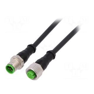 Connection lead | M12 | PIN: 5 | 0.3m | plug | 30VAC | 4A | -30÷80°C | PUR