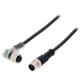 Connection lead | M12 | PIN: 5 | 2m | plug | 24VAC | 4A | -25÷80°C | 24VDC