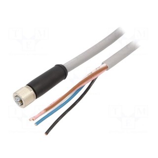 Connection lead | M12 | PIN: 5 | 5m | plug | 12A | -25÷85°C | PUR | IP65,IP67