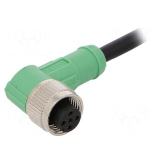 Connection lead | M12 | PIN: 5 | angled | 1.5m | plug | 60VAC | 4A | -25÷90°C
