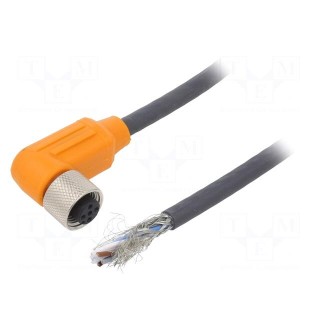 Connection lead | M12 | PIN: 5 | angled | 10m | plug | 60VAC | 4A | -25÷80°C
