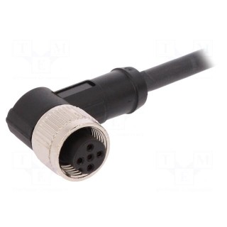 Connection lead | M12 | PIN: 5 | angled | 10m | plug | 60VAC | 4A | -25÷80°C