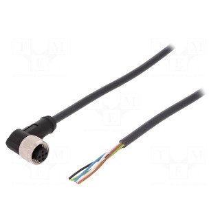 Connection lead | M12 | PIN: 5 | angled | 2m | plug | 60VAC | 4A | -25÷80°C