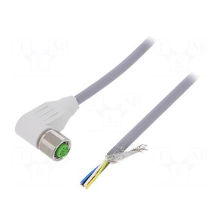 Connection lead | M12 | PIN: 5 | angled | 3m | plug | 60VAC | -25÷80°C