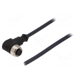 Connection lead | M12 | PIN: 5 | angled | 3m | plug | 60VAC | 4A | -35÷105°C