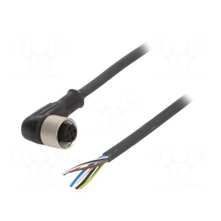 Connection lead | M12 | PIN: 5 | angled | 5m | plug | 24VAC | 4A | -25÷70°C