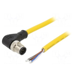 Connection lead | M12 | PIN: 5 | angled | 5m | plug | 250VAC | 4A | PVC | IP68