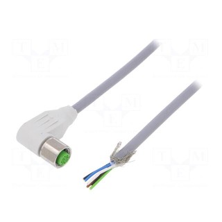 Connection lead | M12 | PIN: 5 | angled | 5m | plug | 60VAC | -25÷80°C | PVC