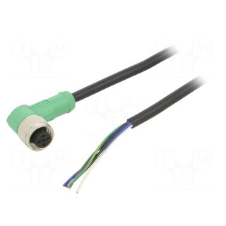 Connection lead | M12 | PIN: 5 | angled | 5m | plug | 60VAC | 4A | -25÷90°C