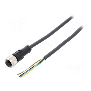 Connection lead | M12 | PIN: 5 | straight | 5m | plug | 60VAC | 4A | -25÷80°C