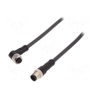 Connection lead | M12 | PIN: 8 | 1m | plug | 30VAC | 4A | -25÷80°C | 30VDC