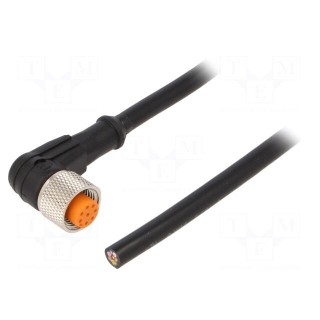 Connection lead | M12 | PIN: 8 | angled | 2m | plug | 30VAC | 2A | -25÷80°C
