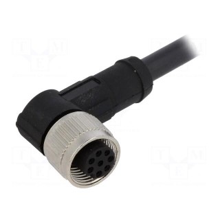 Connection lead | M12 | PIN: 8 | angled | 2m | plug | 30VAC | 4A | -25÷80°C