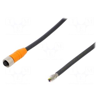 Connection lead | M12 | PIN: 8 | straight | 2m | plug | 30VAC | 4A | -25÷80°C