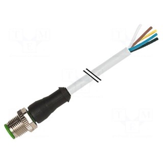 Connection lead | M12 | PIN: 8 | straight | 3m | plug | 30VAC | 2A | -20÷85°C