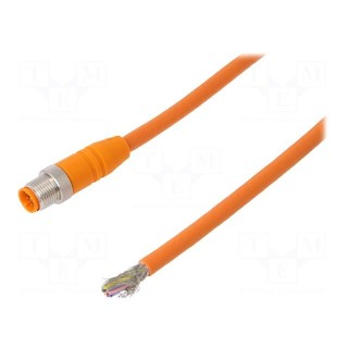 Connection lead | M12 | PIN: 8 | straight | 5m | plug | 30VAC | 2A | -25÷80°C