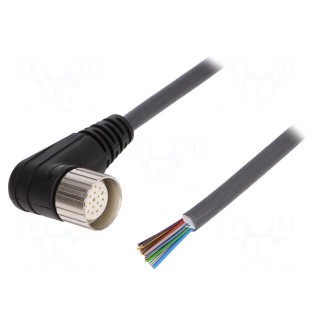 Connection lead | M23 | PIN: 19 | angled | 5m | plug | 150VAC | 8A | -25÷80°C