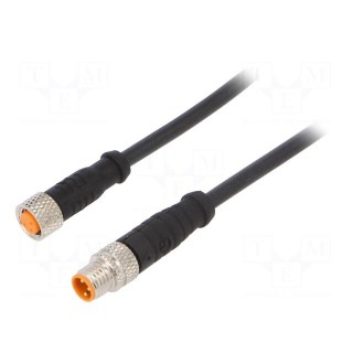 Connection lead | M8 | PIN: 3 | 0.6m | plug | 50VAC | 4A | -25÷80°C | IP67