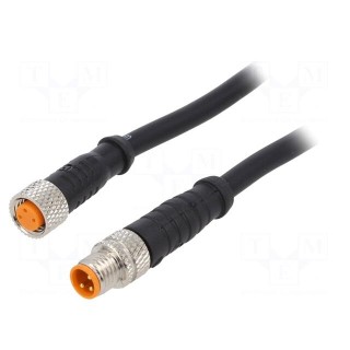 Connection lead | M8 | PIN: 3 | 0.6m | plug | 50VAC | 4A | -25÷80°C | PVC