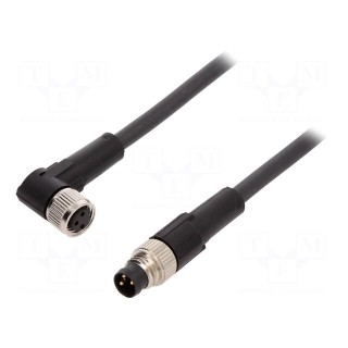 Connection lead | M8 | PIN: 3 | 1m | plug | 60VAC | 4A | -25÷80°C | IP65/IP67