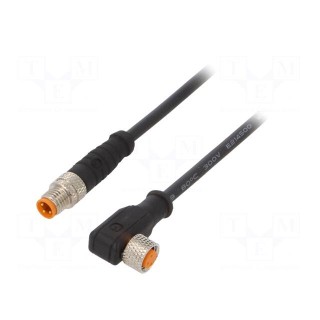 Connection lead | M8 | PIN: 3 | 2m | plug | 4A | -25÷80°C | PUR | IP67 | 30VDC