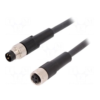 Connection lead | M8 | PIN: 3 | 2m | plug | 60VAC | 4A | -25÷80°C | IP65/IP67