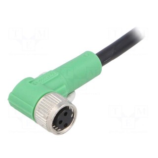 Connection lead | M8 | PIN: 3 | angled | 10m | plug | 250VAC | 4A | -25÷90°C