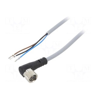 Connection lead | M8 | PIN: 3 | angled | 10m | plug | 60VAC | 3A | -25÷70°C