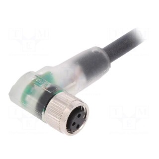 Connection lead | M8 | PIN: 3 | angled | 10m | plug | 60VAC | 4A | -25÷80°C