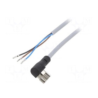 Connection lead | M8 | PIN: 3 | angled | 2.5m | plug | 60VAC | 3A | -25÷70°C