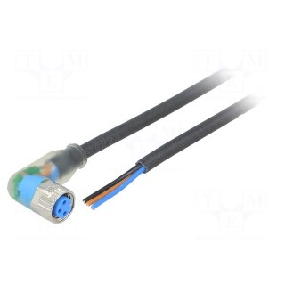 Connection lead | M8 | PIN: 3 | angled | 2m | plug | 4A | LED indication