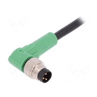 Connection lead | M8 | PIN: 3 | angled | 3m | plug | 250VAC | 4A | -25÷90°C
